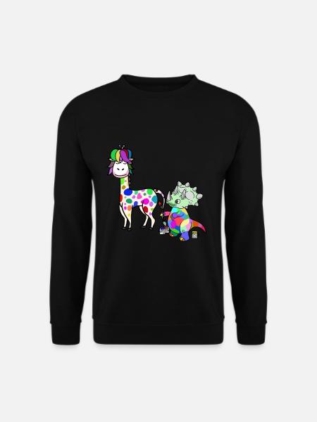 Fantasy Wildtiere Giraffe Dino Künstler Kinder - Unisex Pullover - Schwarz