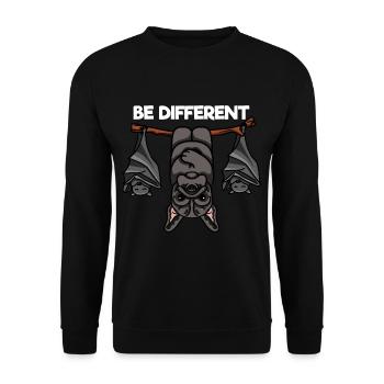 Be Different Bulldogge mit Fledermäusen - Unisex Pullover - Schwarz - Vorne - Alina (178cm) & Michal (187cm)