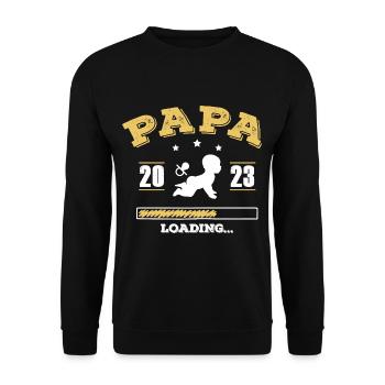 Papa 2023 Loading - Unisex Pullover - Schwarz - Vorne - Alina (178cm) & Michal (187cm)
