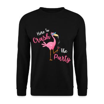 Here To Crash The Party Flamingo - Unisex Sweatshirt - black - Front - Alina (178cm) & Michal (187cm)