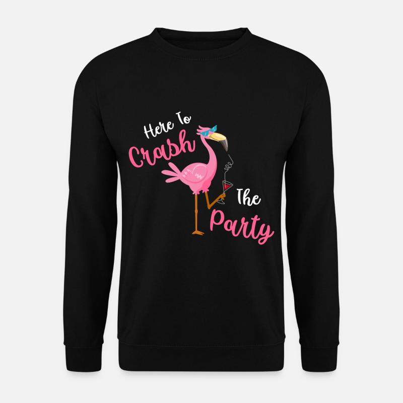 Here To Crash The Party Flamingo - Unisex Pullover - Schwarz