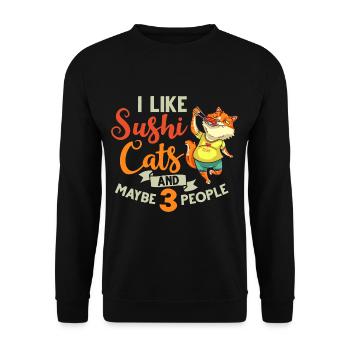Cat Sushi Japonais Nigiri Bowl Maker - Sweat-shirt Unisexe - noir - Devant - Alina (178cm) & Michal (187cm)