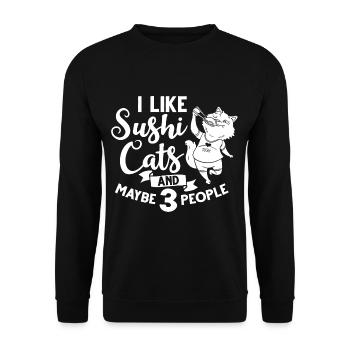 Cat Sushi Japonais Nigiri Bowl Maker - Sweat-shirt Unisexe - noir - Devant - Alina (178cm) & Michal (187cm)