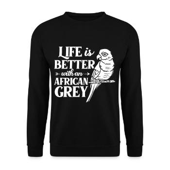 African grey parrot parrot bird Africa - Unisex Sweatshirt - black - Front - Alina (178cm) & Michal (187cm)