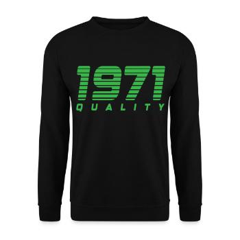 1971 quality | Farbe änderbar - Unisex Pullover - Schwarz - Vorne - Alina (178cm) & Michal (187cm)