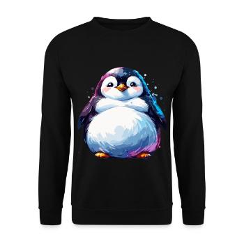 Gros Pingouins Pingouin Famille Mignon - Sweat-shirt Unisexe - noir - Devant - Alina (178cm) & Michal (187cm)