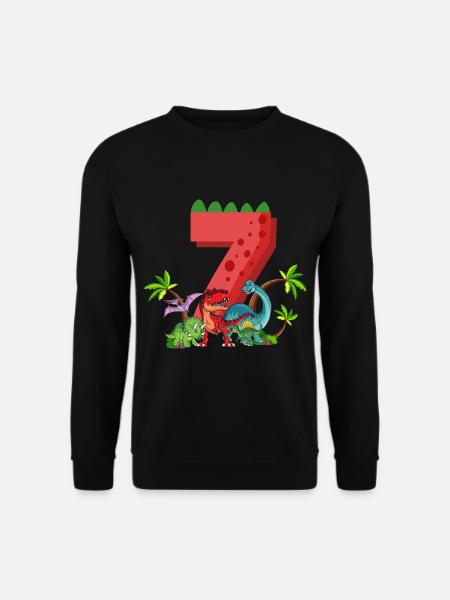 7 Jahre Geburtstag Dinosaurier Dino Ich bin 7 - Unisex Pullover - Schwarz