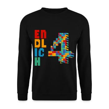 Endlich 4 Baustein - Unisex Pullover - Schwarz - Vorne - Alina (178cm) & Michal (187cm)