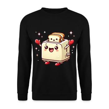 Happy Toaster with Positive Vibes - Unisex Sweatshirt - black - Front - Alina (178cm) & Michal (187cm)