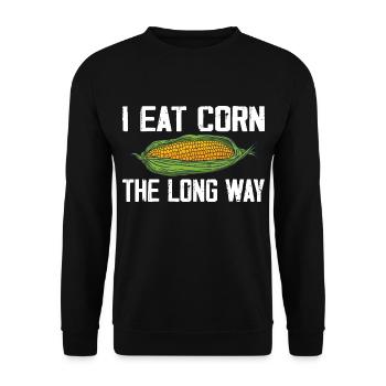 I Eat Corn The Long Way Inappropriate Embarrassing - Unisex Sweatshirt - black - Front - Alina (178cm) & Michal (187cm)