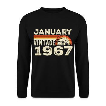 Janvier 1967 Vintage Anniversaire 1967, Né en 1967 - Sweat-shirt Unisexe - noir - Devant - Alina (178cm) & Michal (187cm)