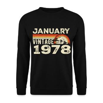 Janvier 1978 Vintage Anniversaire 1978, Né en 1978 - Sweat-shirt Unisexe - noir - Devant - Alina (178cm) & Michal (187cm)