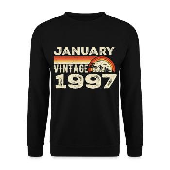 Janvier 1997 Vintage Anniversaire 1997, Né en 1997 - Sweat-shirt Unisexe - noir - Devant - Alina (178cm) & Michal (187cm)