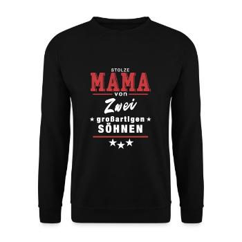 Stolze Mama von zwei Söhnen - Unisex Pullover - Schwarz - Vorne - Alina (178cm) & Michal (187cm)