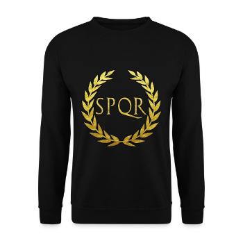 Rom Latein SPQR Senatus Populusque Romanus - Unisex Pullover - Schwarz - Vorne - Alina (178cm) & Michal (187cm)