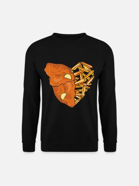 Schnitzel und Pommes Herz - Unisex Pullover - Schwarz