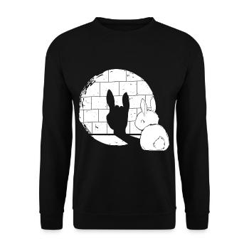 Rabbit Shadow Heavy Metal Hand Sign Shadow - Unisex Pullover - Schwarz - Vorne - Alina (178cm) & Michal (187cm)