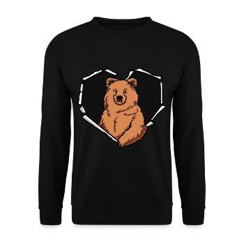 Bear Crack Torn Hole Coeur Ours Visage - Sweat-shirt Unisexe - noir - Devant - Alina (178cm) & Michal (187cm)