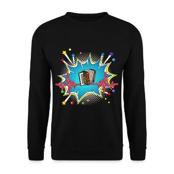 Tuba Pop Art Comic Retro Herzschlag - Unisex Pullover - Schwarz - Vorne - Alina (178cm) & Michal (187cm)