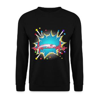 Zahnarzt Pop Art Comic Retro Herzschlag - Unisex Pullover - Schwarz - Vorne - Alina (178cm) & Michal (187cm)