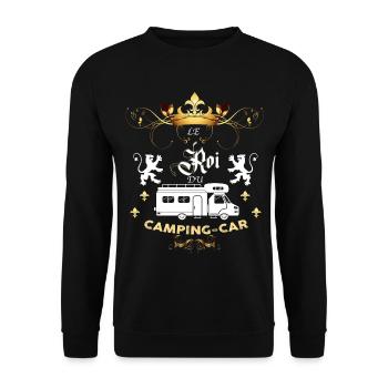 König des Reisemobil-Geschenkmannes - Unisex Pullover - Schwarz - Vorne - Alina (178cm) & Michal (187cm)