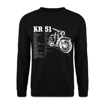 KR 51 Schwalbe Mofa 2-stroke - Unisex Sweatshirt - black - Front - Alina (178cm) & Michal (187cm)
