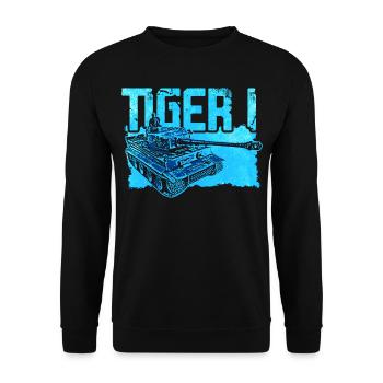 Deutscher Panzer Tiger 1 aus dem Zweiten Weltkrieg - Unisex Pullover - Schwarz - Vorne - Alina (178cm) & Michal (187cm)