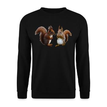Squirrel couple, squirrel with nut - Unisex Sweatshirt - black - Front - Alina (178cm) & Michal (187cm)