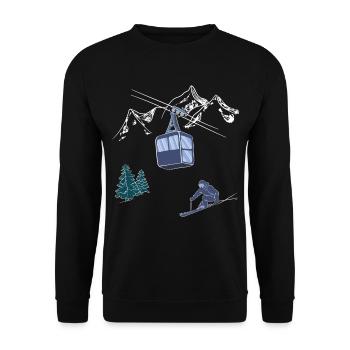 Powder to The People Ski Lift Scene Skier on Slope - Unisex Sweatshirt - black - Front - Alina (178cm) & Michal (187cm)