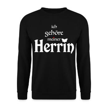 Ich gehöre meiner Herrin - Design für Sklaven. - Unisex Pullover - Schwarz - Vorne - Alina (178cm) & Michal (187cm)