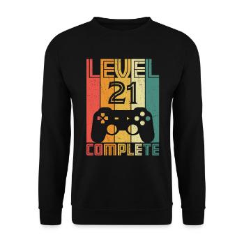 21st Birthday Gamer Level 21 Complete 21 years - Unisex Sweatshirt - black - Front - Alina (178cm) & Michal (187cm)