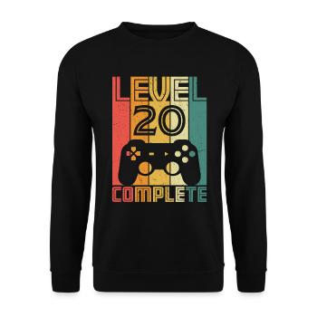 20. Geburtstag Gamer Level 20 Complete 20 Jahre - Unisex Pullover - Schwarz - Vorne - Alina (178cm) & Michal (187cm)