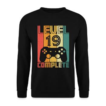 19th Birthday Gamer Level 19 Complete 19 years - Unisex Sweatshirt - black - Front - Alina (178cm) & Michal (187cm)