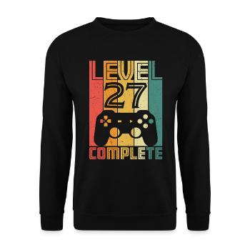 27. Geburtstag Gamer Level 27 Complete 27 Jahre - Unisex Pullover - Schwarz - Vorne - Alina (178cm) & Michal (187cm)