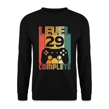 29. Geburtstag Gamer Level 29 Complete 29 Jahre - Unisex Pullover - Schwarz - Vorne - Alina (178cm) & Michal (187cm)