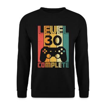 30. Geburtstag Gamer Level 30 Complete 30 Jahre - Unisex Pullover - Schwarz - Vorne - Alina (178cm) & Michal (187cm)