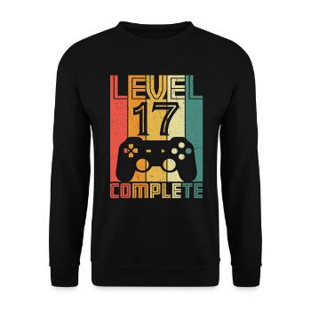 17. Geburtstag Gamer Level 17 Complete 17 Jahre - Unisex Pullover - Schwarz - Vorne - Alina (178cm) & Michal (187cm)