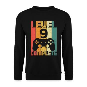 9th Birthday Gamer Level 9 Complete 9 years - Unisex Sweatshirt - black - Front - Alina (178cm) & Michal (187cm)