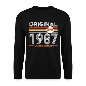 1987 - Unisex Pullover - Schwarz - Vorne - Alina (178cm) & Michal (187cm)