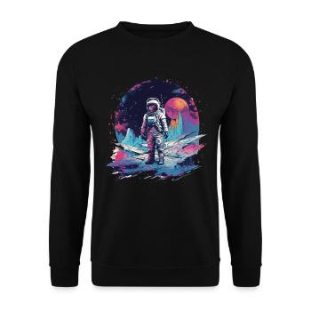 Astronaute sur une nouvelle planète dans le style rétro Sythwave - Sweat-shirt Unisexe - noir - Devant - Alina (178cm) & Michal (187cm)