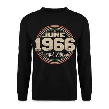 Born in June 1966 Birthday 11966 June 1966 June - Unisex Sweatshirt - black - Front - Alina (178cm) & Michal (187cm)