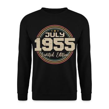 1955 Geburtstag Juli 1955 Geschenk Juli 1955 - Unisex Pullover - Schwarz - Vorne - Alina (178cm) & Michal (187cm)