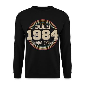1984 Anniversaire Juillet 1984 Cadeau Juillet 1984 - Sweat-shirt Unisexe - noir - Devant - Alina (178cm) & Michal (187cm)