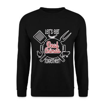 Eat Dead Animals Together BBQ Pun - Unisex Sweatshirt - black - Front - Alina (178cm) & Michal (187cm)