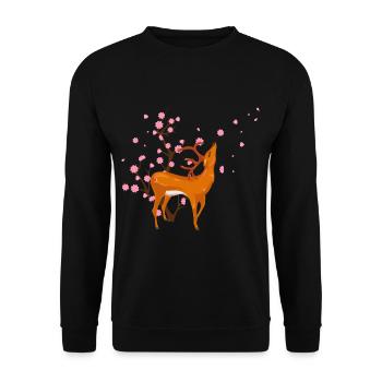 Cherry Blossom Deer Japanese Sakura Flower - Unisex Sweatshirt - black - Front - Alina (178cm) & Michal (187cm)
