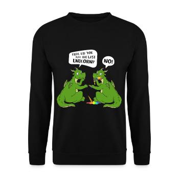Dude Did You Eat The Last Unicorn - Unisex Pullover - Schwarz - Vorne - Alina (178cm) & Michal (187cm)
