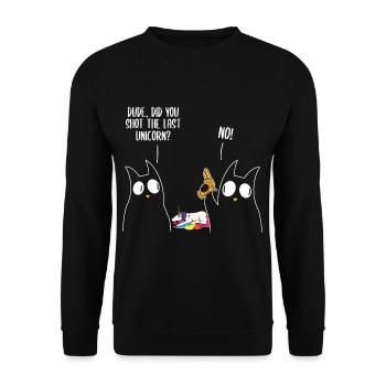 Dude Did You Eat The Last Unicorn? Cat Unicorn - Unisex Sweatshirt - black - Front - Alina (178cm) & Michal (187cm)
