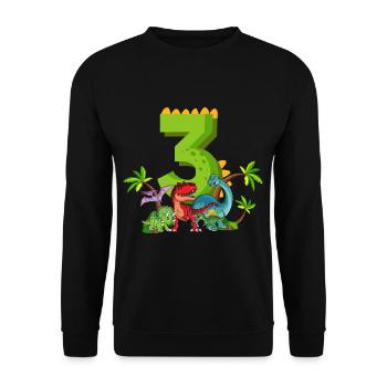 3 ans anniversaire dinosaure dinosaure j’ai 3 ans - Sweat-shirt Unisexe - noir - Devant - Alina (178cm) & Michal (187cm)