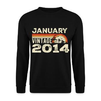 Janvier 2014 Vintage Anniversaire 2014, Né en 2014 - Sweat-shirt Unisexe - noir - Devant - Alina (178cm) & Michal (187cm)