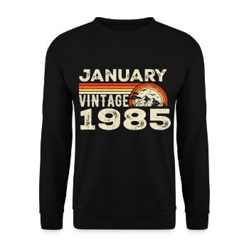 Janvier 1985 Vintage Anniversaire 1985, Né en 1985 - Sweat-shirt Unisexe - noir - Devant - Alina (178cm) & Michal (187cm)